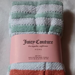 Juicy Couture Mint and Coral Hand Towels